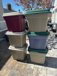 Lot Of Six Rubbermaid Totes With Lids