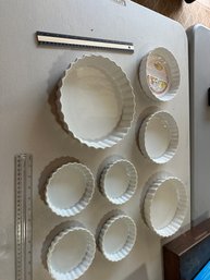 Lot Of White, Fluted Tart Or Quiche Dishes Various Sizes