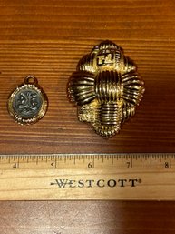 Vintage Fendi Basket Weave Brooch Fendi Reversible Coin Pendant With 1925 Janus Face Logo