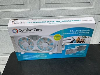 Lot # 6021: Comfort Zone  3-Speed 3-Function Expandable Reversible Twin Window Fan With Remote Control,