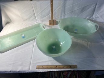 New Three-piece Serving Set Marbleized, Pale Green Sigrid Olsen Home Great For Outdoor Parties