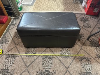 Dark Brown Faux Leather Storage Bench With Padded Top