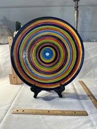 Hand Painted Swirled Style Colorful Stoneware Plate Made In Italy