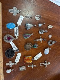 Estate Sale Jewelry Lot, Ladies Fashion Pendants All Sterling Silver, Please See All Photos