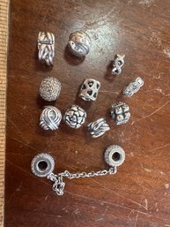 Sterling Silver Lot Of Clips, Spacers And Safety Chain Pandora Charms All Marked Please See Photos
