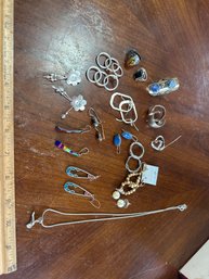Estate Sale Jewelry Lot, Silver Tone Ladies Fashion Jewelry, Please See All Photos