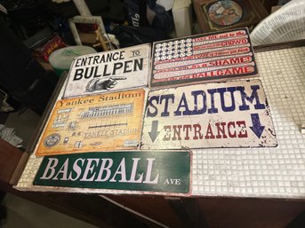Lot Of Metal Hanging Baseball Signs Great For The Kids Room Or The Man Cave