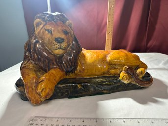 Handmade Italian Large Ceramic Lion Sculpture