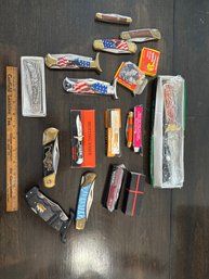Lot Of Novelty Pocket Hunting Stainless Steel Knives Please Review All Photos