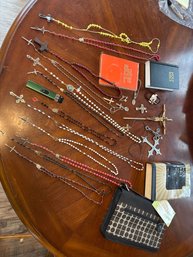 Religious Lot Bible Bible Cover Rosary Beads Crosses Please Review All Photos