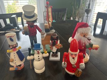 Lot Of 6 Traditional Handcrafted German Wooden Nutcrackers And Smokers Ruchermnner
