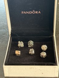 Lot Of Six Sterling Silver Pandora Charms Please See Photos