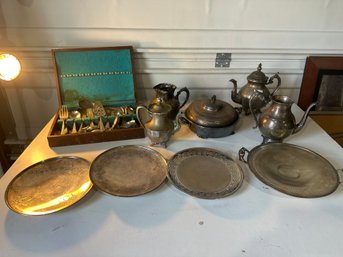 Estate Sale Lot Silver Plate Kitchen Items Please Review All Photos.