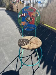 37 1/2 X 15 1/2 Inch Custom Decorated Metal Chair Great For Anywhere Unique Piece