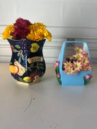 Hand Painted Biscotti For Nonnis Jar And Small Ceramic 9 In Plant Holder Nice Set