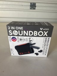 2 In One Woo Sound Box Wireless Speaker And Ear Buds Brand New In The Box Never Used Great For Anywhere