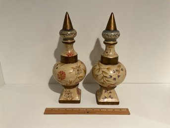 2 X Raymond Waites For Toyo Trading Glass Finial Spire Ceramic Piece Home Decor