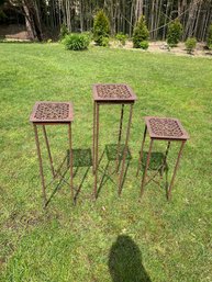 Three Out Door Steel Plant Holders 24 Inches 29 Inches And 33 Inches