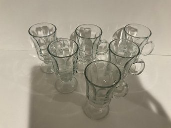 Vintage Irish Coffee Cappuccino Mugs With Optic Effect Clear Glass Mugs