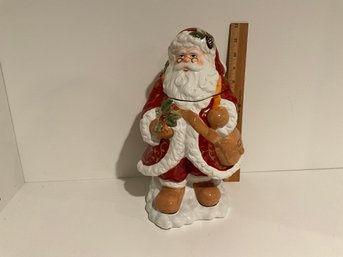 Hallmark Christmas Santa Claus Ceramic Cookie Jar With A Basket Of Holly, Santa Cookie Jar, Limited Release