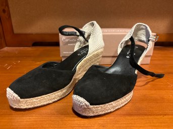 Carmen Saiz Black Wedges Ladies Size 9 With Box