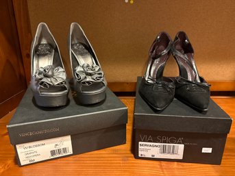 Ladies Designer Heels Via Spiga Black Suede Ladies 8.5 Vince Camuto Graphite Ladies Size 8
