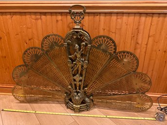 Antique Brass French Fan Fireplace Screen Stunning Heavy