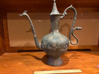 19 In Stunning Antique Aftaba Pot Extra Large Hand Hammered Bronze Pot With Amazing Shapes And Ornate