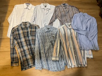 7 Johnston And Murphy Mens Button Down Dress Shirts Size Large Tailored Cut