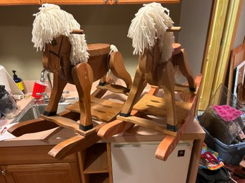 Set Of Dutch Amish Heavy Wood Rocking Horses In Great Condition The Grand Kids Will Ride Them Forever