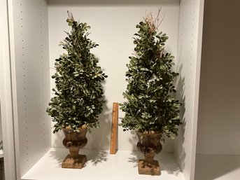 2 Large Artificial Topiaries In Pretty Urn Planters