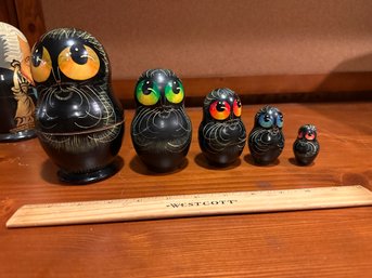 Vintage Cats Nesting Doll  Hand Painted Matryoshka Doll Signed