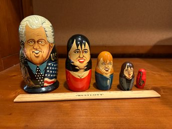 Vintage Bill Clinton Nesting Doll Matryoshka Doll Monica Hilary And Paula Signed