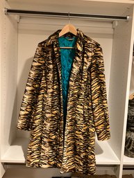 Vintage 90s Guess Plush Tiger Coat Size Medium
