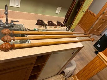Three 56 Inch Decorative Wood Curtain Rods One Adjustable Metal Curtain Rod With Hardware