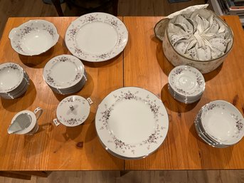 Three Castle China Japan Corsage Fine China 56 Pcs Service For 8 Plus Serving Pcs