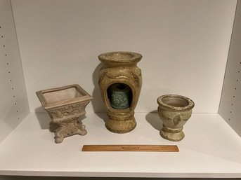 Lot Of 3 Pottery Style Candle Holders