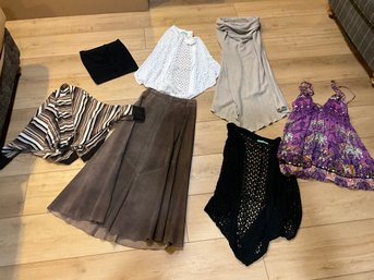 Vintage Leather Skirt Size 3/4 With O/S And XS Tops