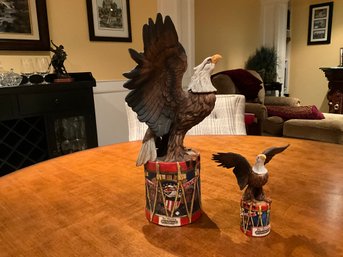 2 RARE Ski-Country Bourbon Majestic Eagle 'Drum Eagle'  Decanters EMPTY