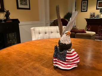 Light Up Patriotic Eagle 12 Inch Statue Ornament Displaying U.S. Flag.