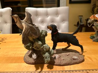 Ambushed Hunting Dog And Bird By Stan Bentall For The Danbury Mint