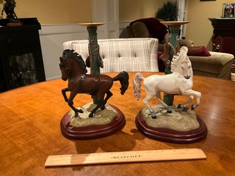 The Danbury Mint Noble Stallions Candlesticks Set By Gianni Benvenuti Horse Western Figure Stand