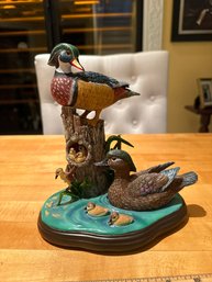 Danbury Mint Family Outing Wood Duck Ducklings Sculpture Figurine