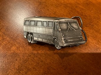 1978 PEWTER BERGAMOT BRASS WORKS CITY BUS BELT BUCKLE MADE IN USA
