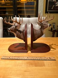 THE DANBURY MINT STAG DEER BOOKENDS WHITETAIL BUCK BY DENNIS JONES