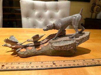 Stan Bentall Autumn Hunt Danbury Mint Weimaraner Dog And Bird Hunting Sculpture