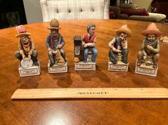 Set Of 5 Lionstone Old West Empty Mini Decanters