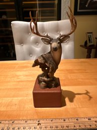 Vintage JOE SLOCKBOWER SMALL DEER STATUE NOBLE PRESENCE MADE IN THIALAND