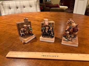 Lot Of 3 WESTERN THEMED PORCELAIN DECANTERS BY LIONSTONE