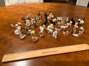 Huge Lot Of 42 Vintage Tea Miniature Figurines Many Cats
